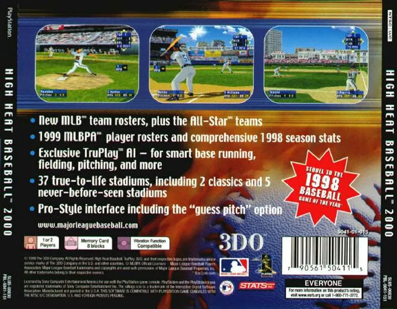 High Heat Baseball 2000 box back