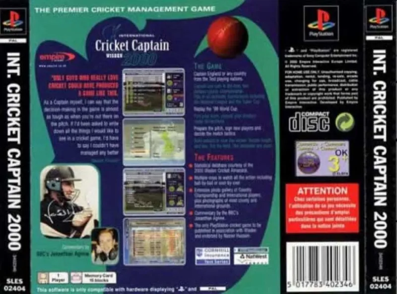 International Cricket Captain 2000 box back