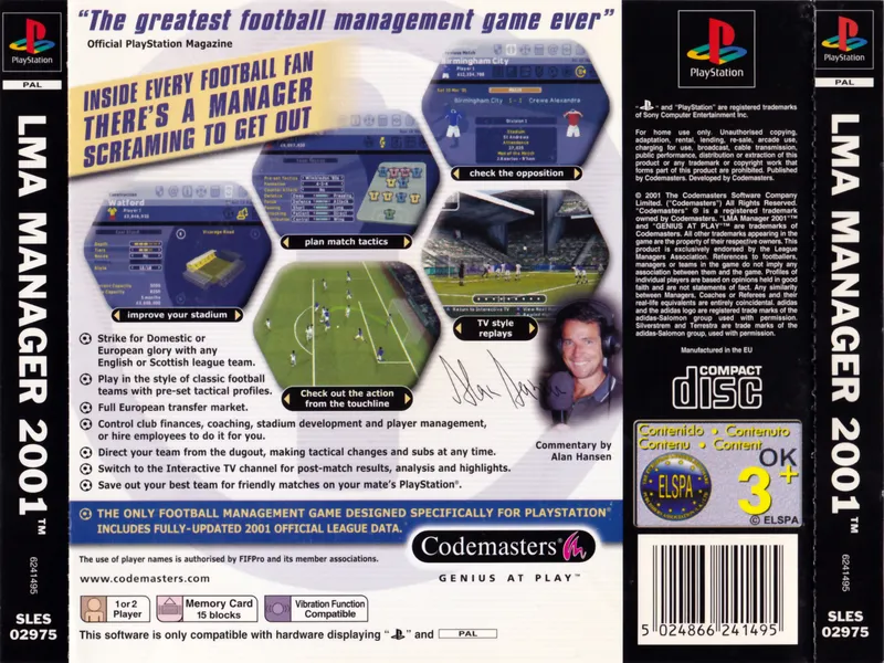 LMA Manager 2001 box back