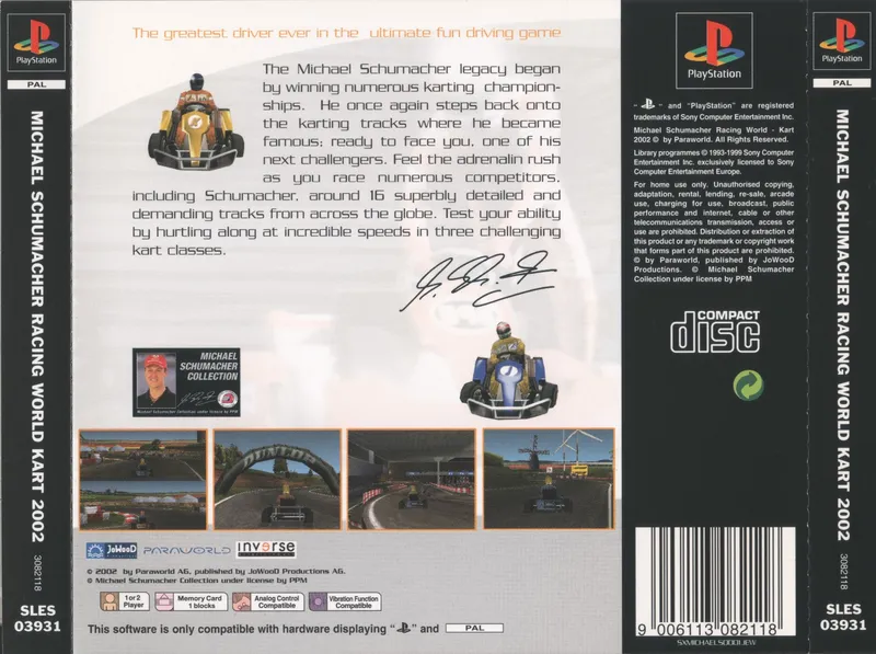 Michael Schumacher Racing World Kart 2002 box back