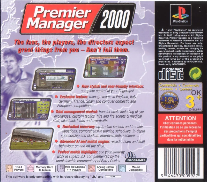 Premier Manager 2000 box back