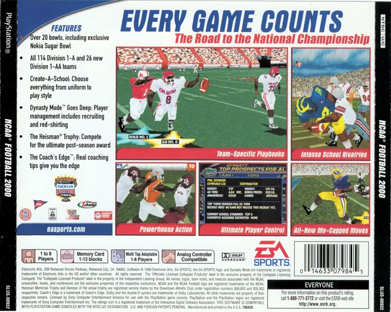 NCAA Football 2000 box back