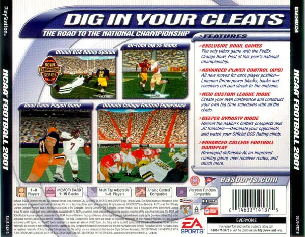 NCAA Football 2001 box back