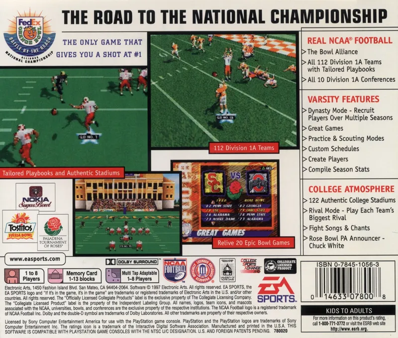 NCAA Football 98 box back