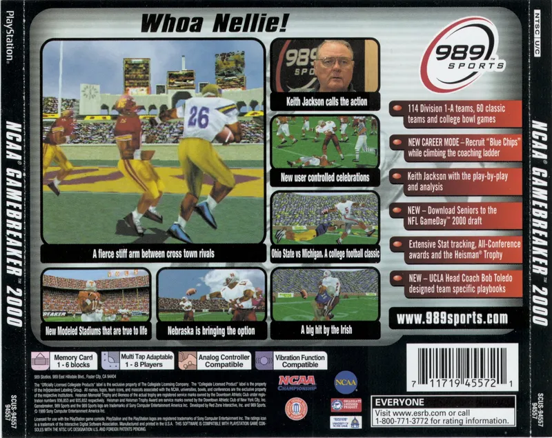 NCAA GameBreaker 2000 box back