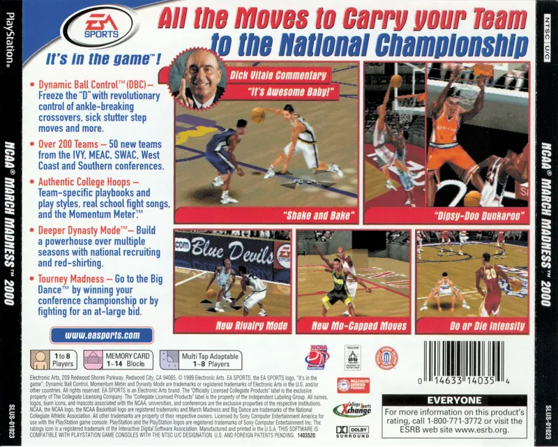 NCAA March Madness 2000 box back