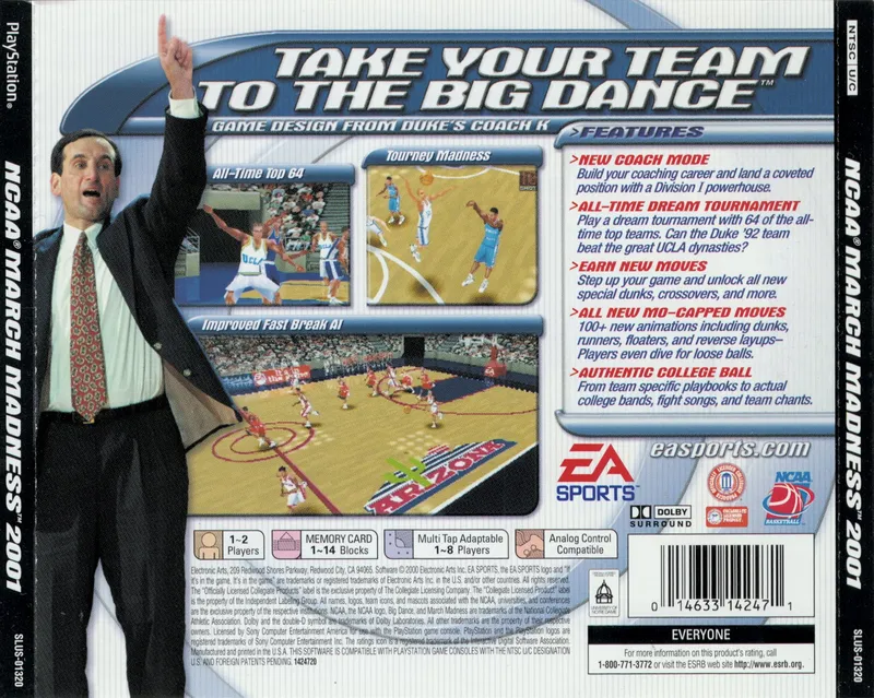 NCAA March Madness 2001 box back