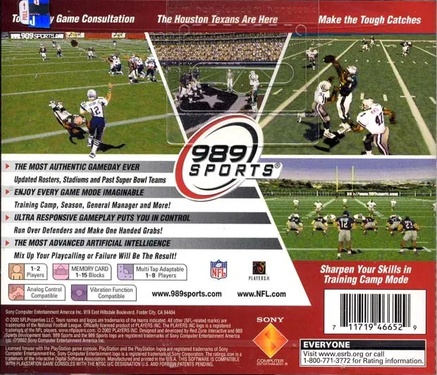 NFL GameDay 2003 box back
