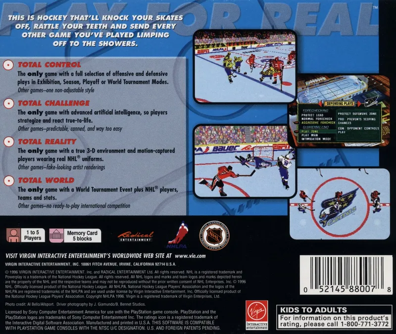 NHL Powerplay '96 box back