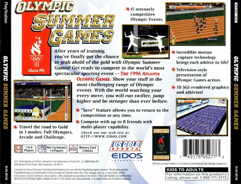 Olympic Summer Games: Atlanta '96 box back