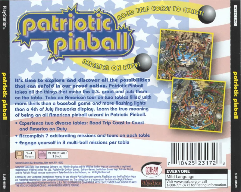 Patriotic Pinball box back