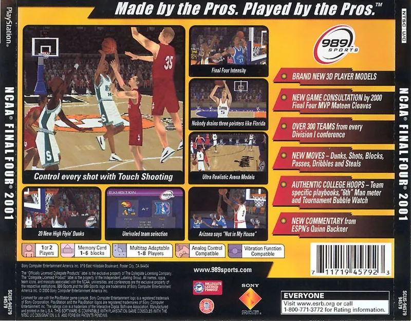 NCAA Final Four 2001 box back