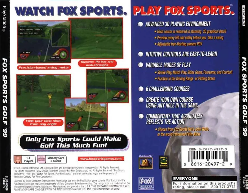 Fox Sports Golf '99 box back