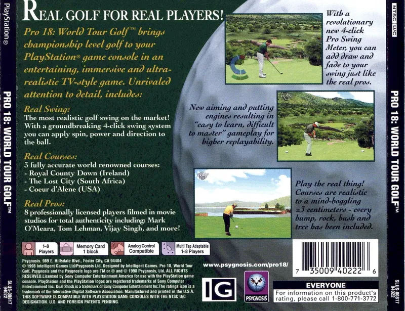 Pro 18: World Tour Golf box back