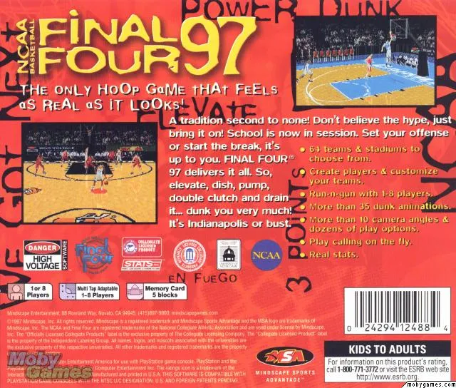 NCAA Basketball Final Four 97 box back