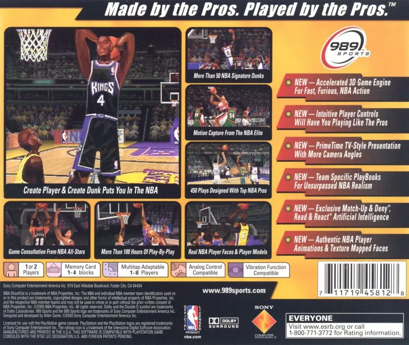 NBA ShootOut 2001 box back