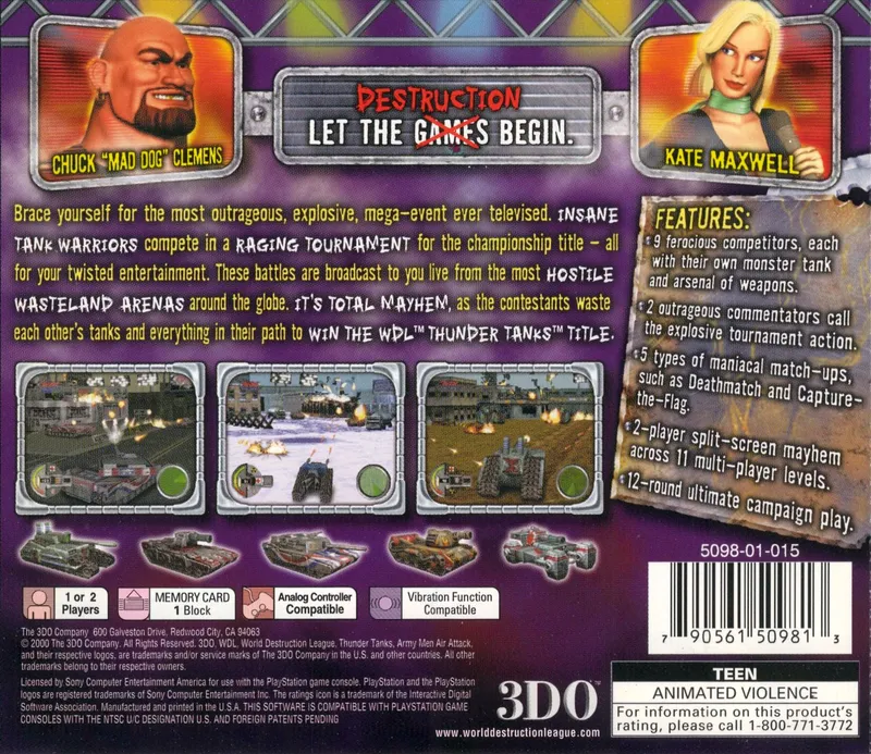 WDL: World Destruction League: Thunder Tanks box back