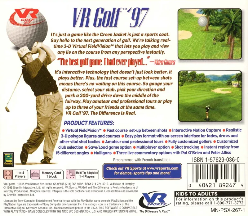 VR Golf '97 box back