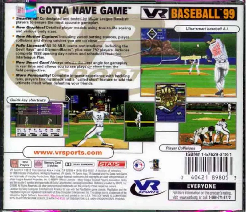 VR Baseball 99 box back
