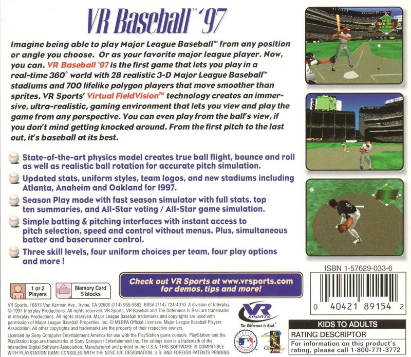 VR Baseball '97 box back