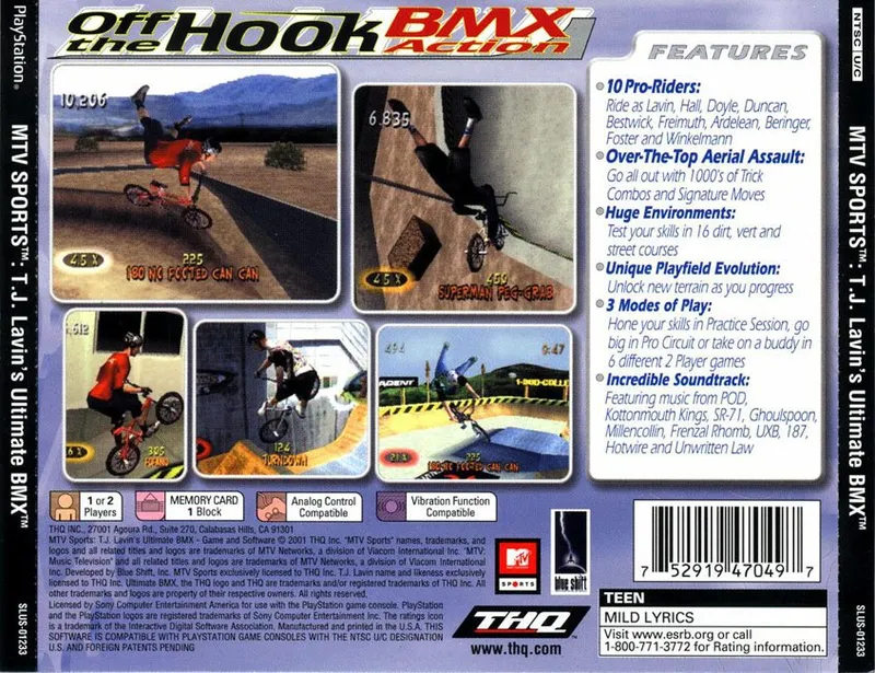 MTV Sports: T.J. Lavin's Ultimate BMX box back