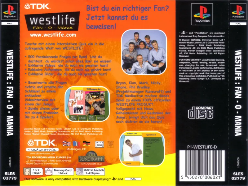 Westlife: Fan-O-Mania box back