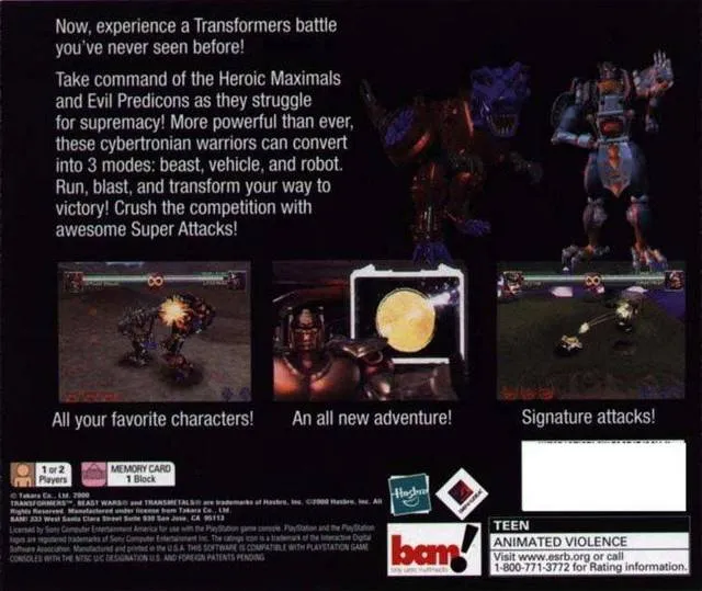 Transformers: Beast Wars Transmetals box back