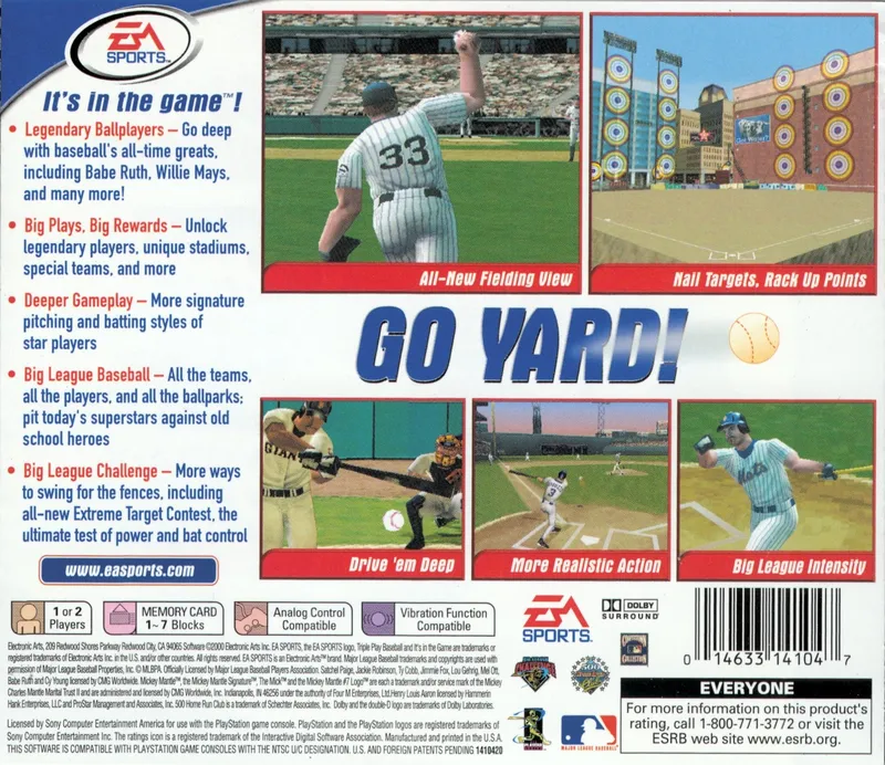Triple Play 2001 box back