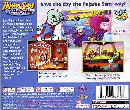 Pajama Sam: You Are what You Eat from Your Head to Your Feet box back
