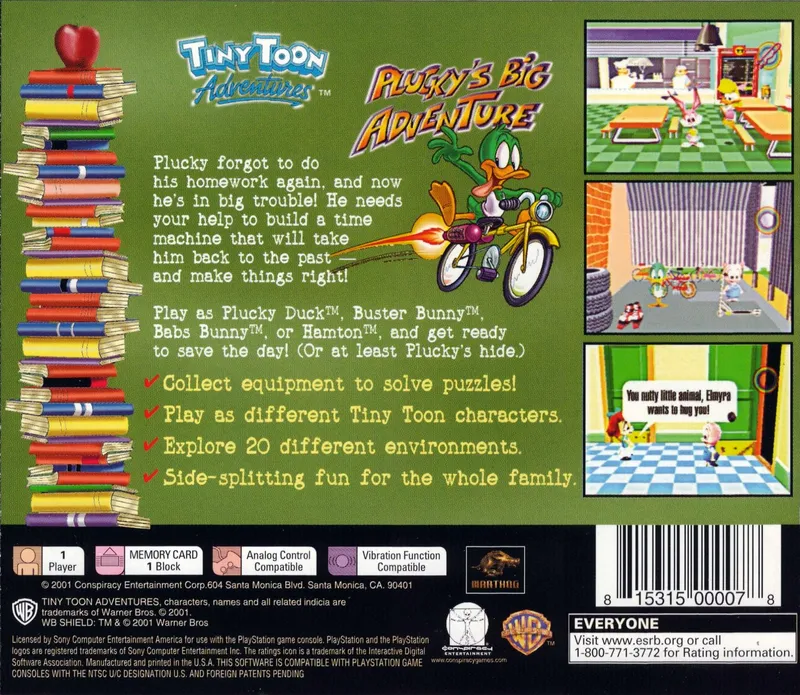 Tiny Toon Adventures: Plucky's Big Adventure box back