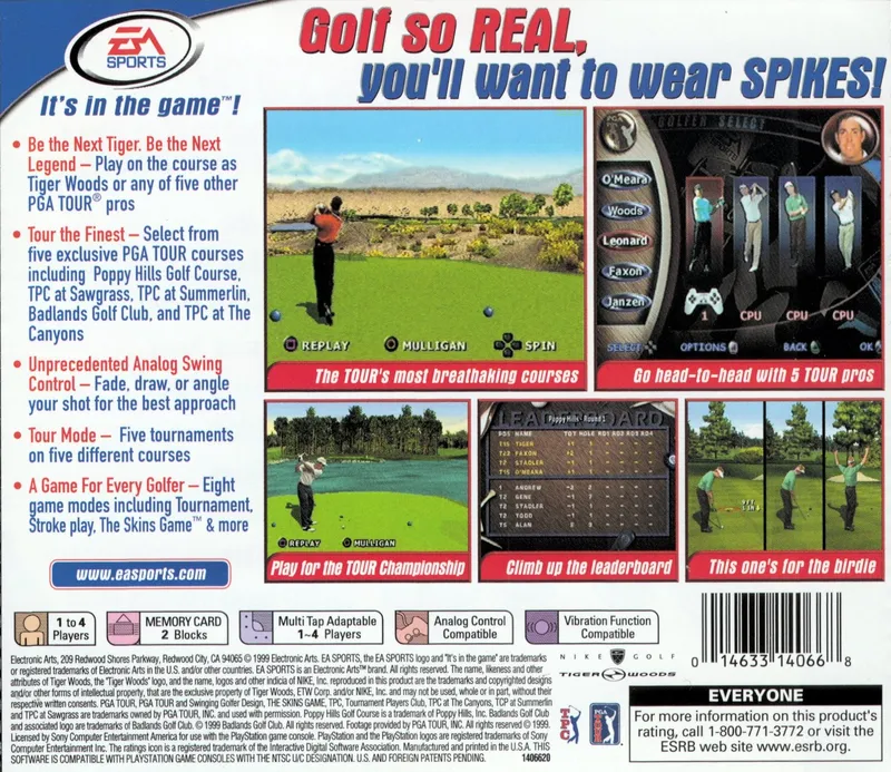 Tiger Woods PGA Tour 2000 box back