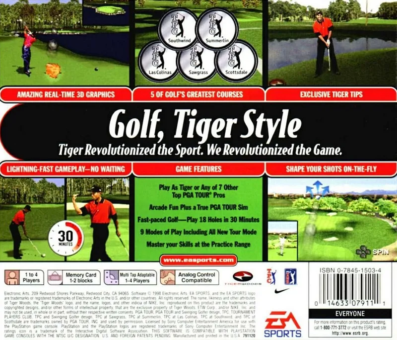 Tiger Woods 99 PGA Tour Golf box back