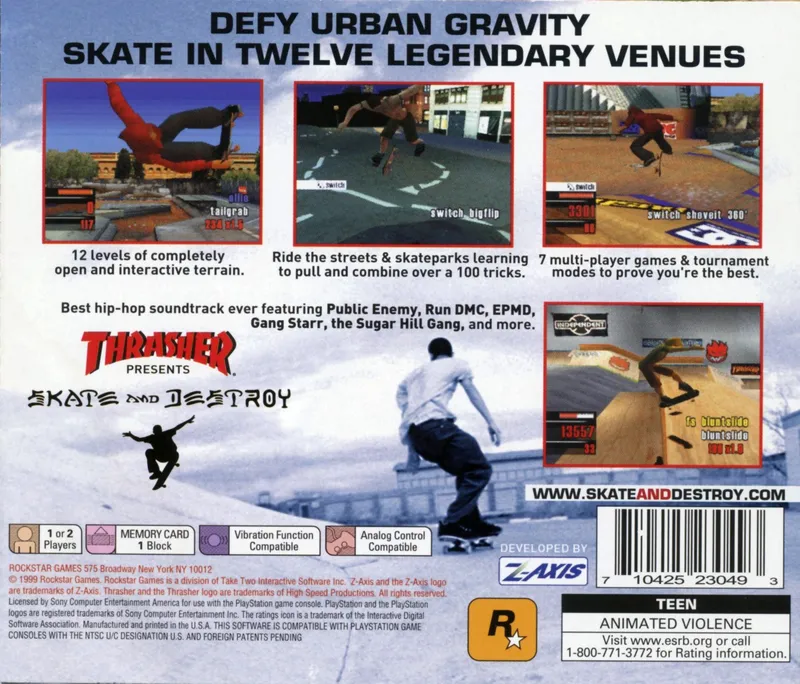 Thrasher Presents: Skate and Destroy box back