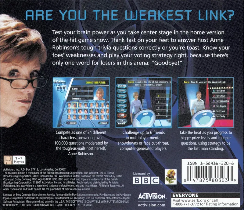 Weakest Link box back