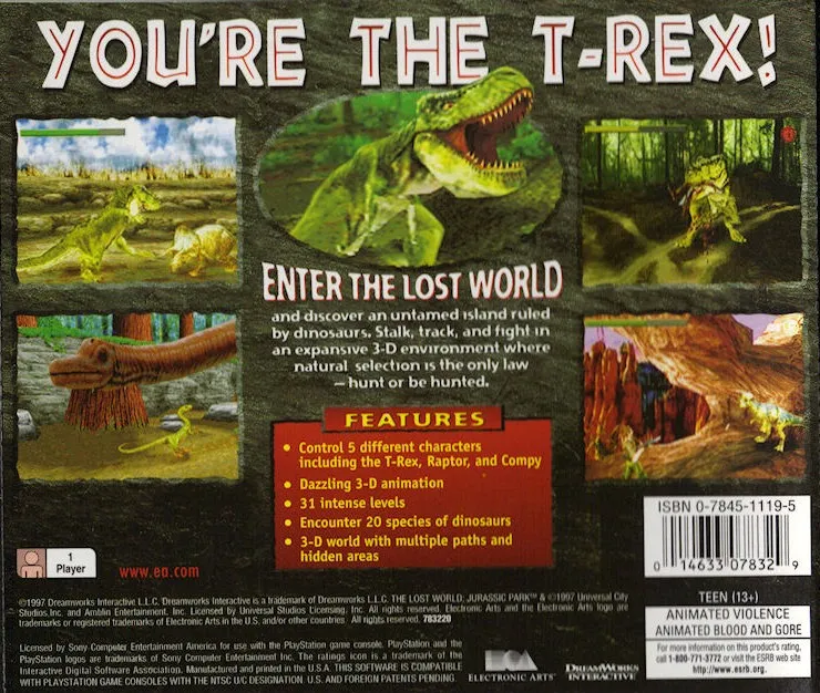 The Lost World: Jurassic Park box back