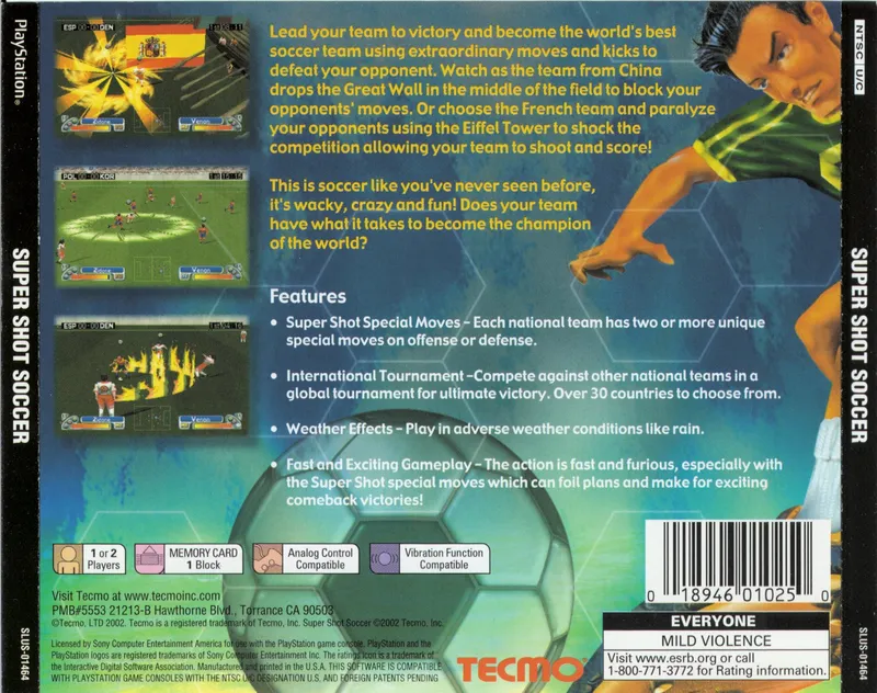 Super Shot Soccer box back