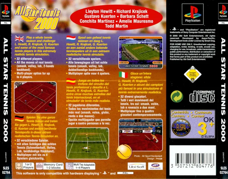 All Star Tennis 2000 box back