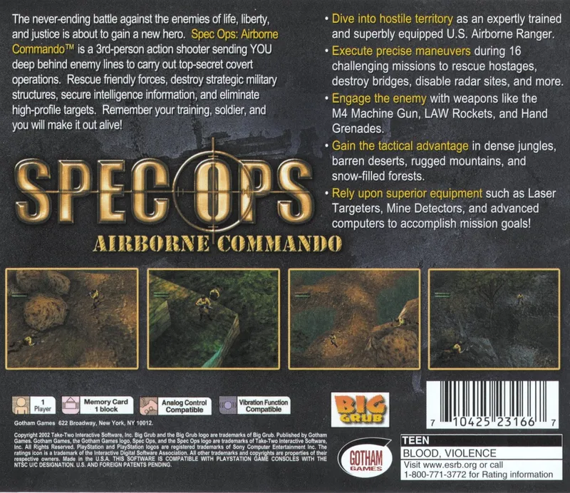 Spec Ops: Airborne Commando box back