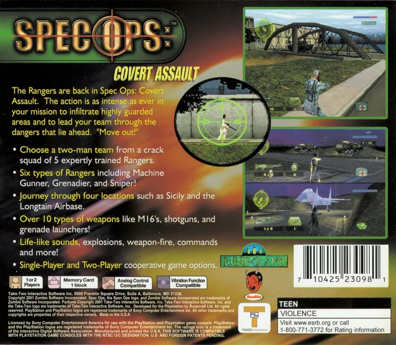 Spec Ops: Covert Assault box back