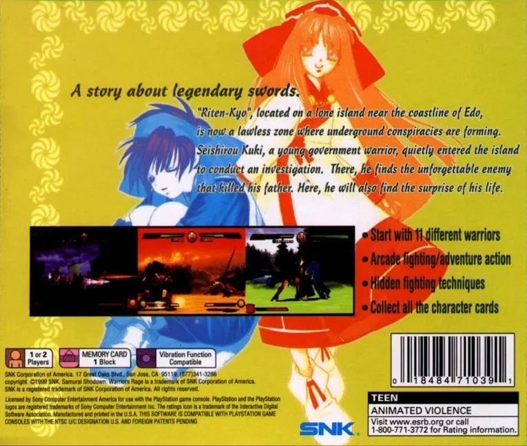 Samurai Shodown: Warriors Rage box back