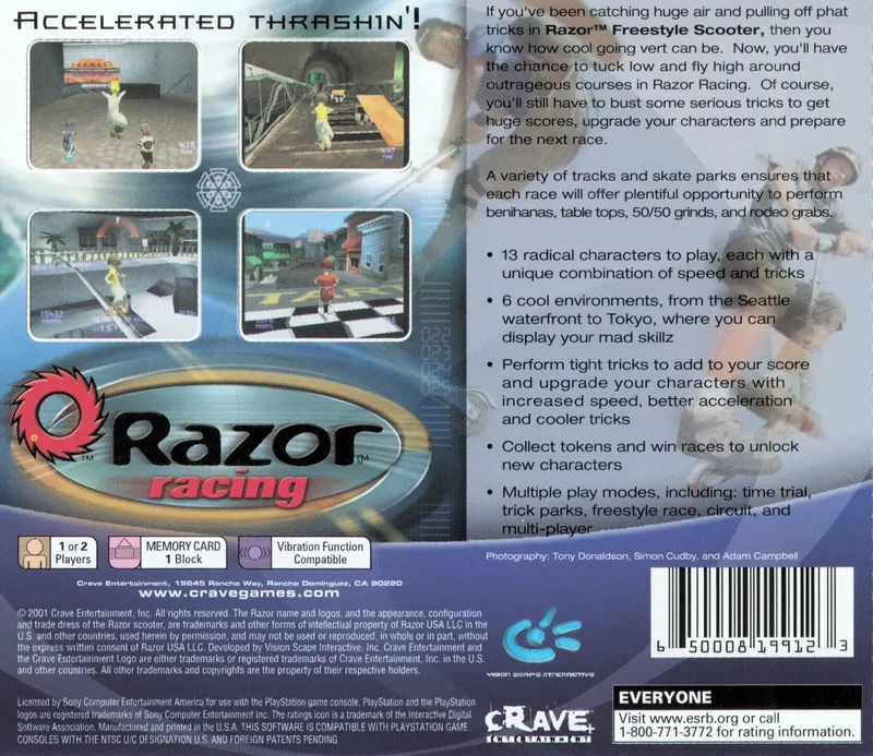 Razor Racing box back