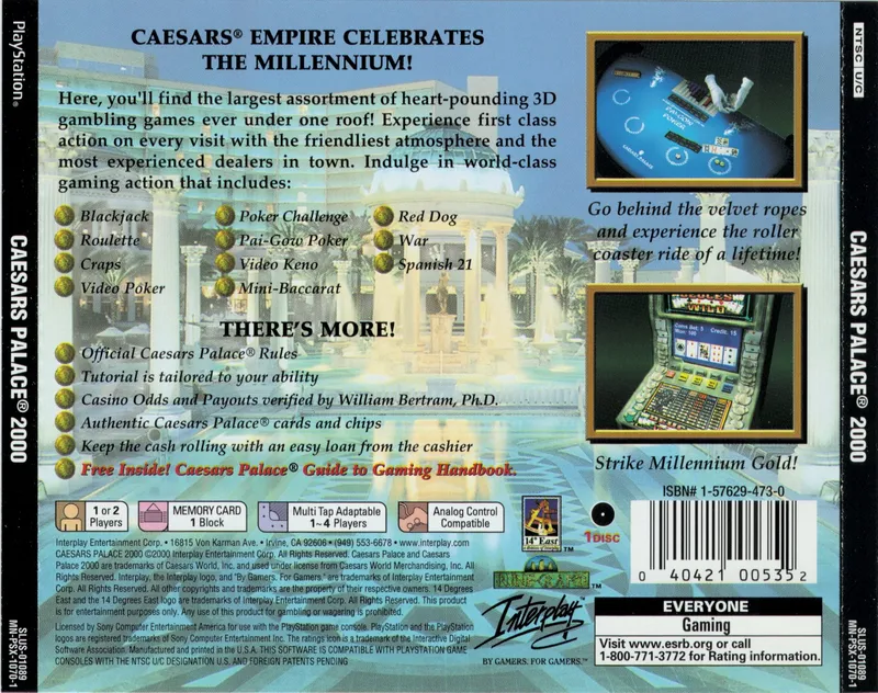 Caesars Palace 2000 box back