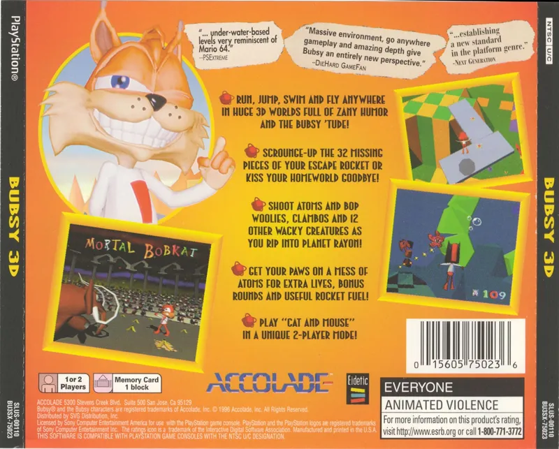 Bubsy 3D box back