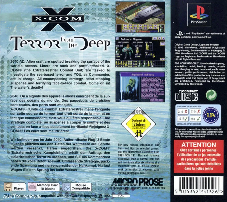 X-COM: Terror from the Deep box back