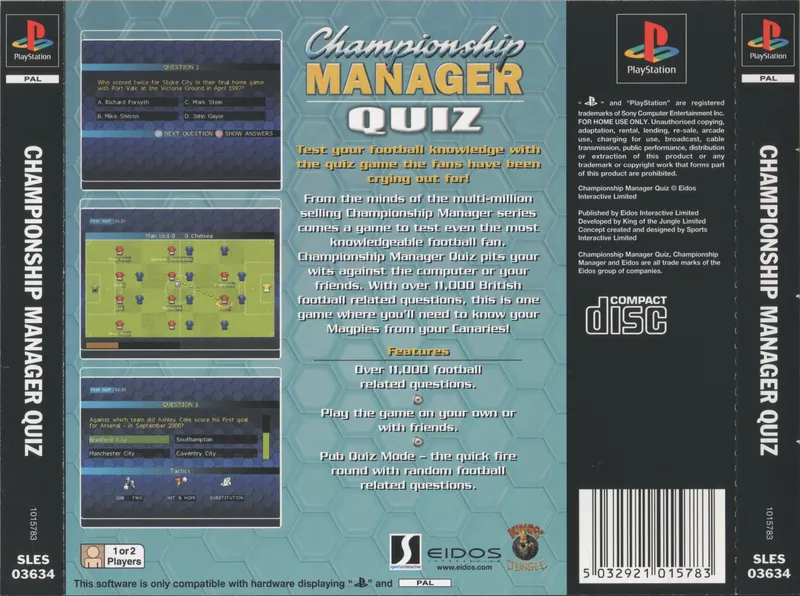 Championship Manager Quiz box back