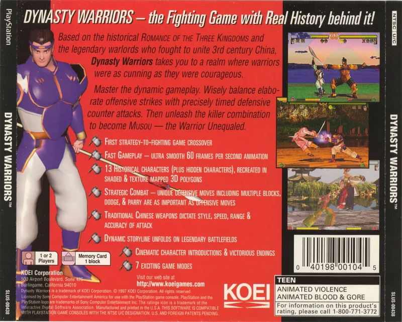 Dynasty Warriors box back