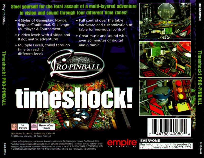 Pro Pinball: Timeshock! box back