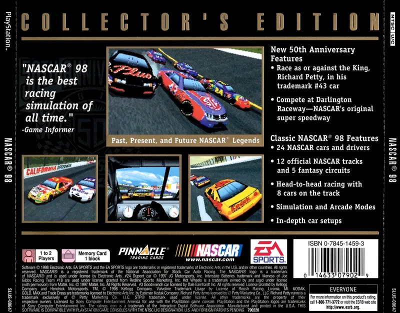 NASCAR 98: Collector's Edition box back