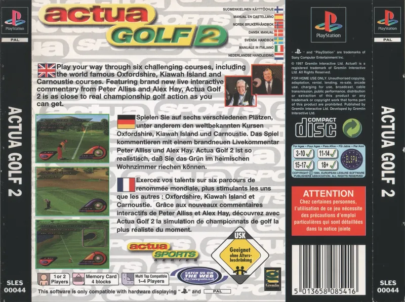 Actua Golf 2 box back