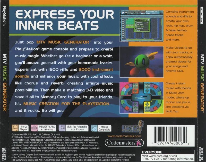 MTV Music Generator box back